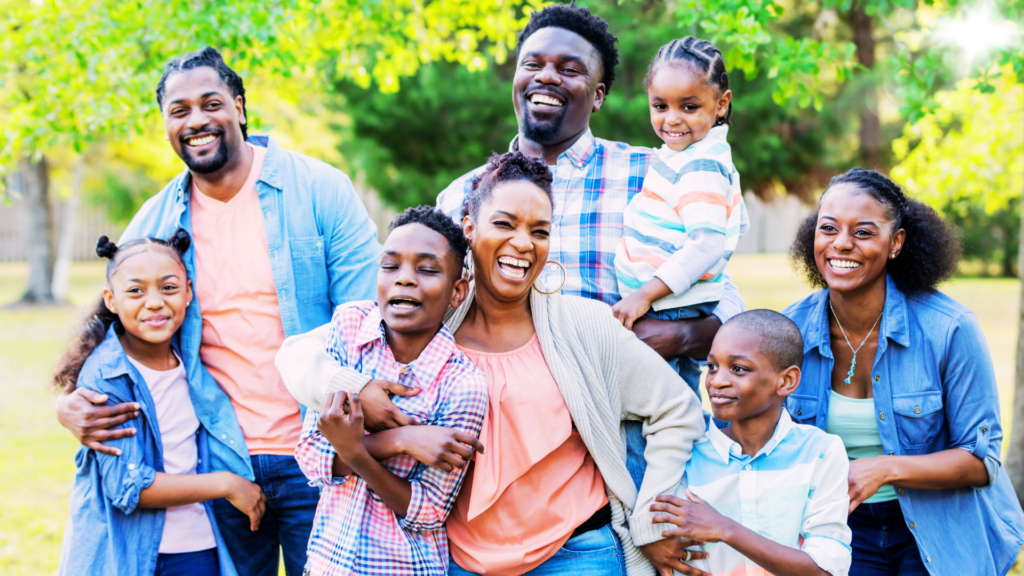 Beautiful African American Family outside